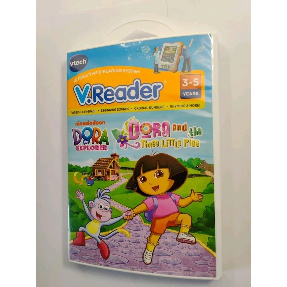 VTECH V.READER Interactive E-Reading System Game DORA and The 3 Little Pigs